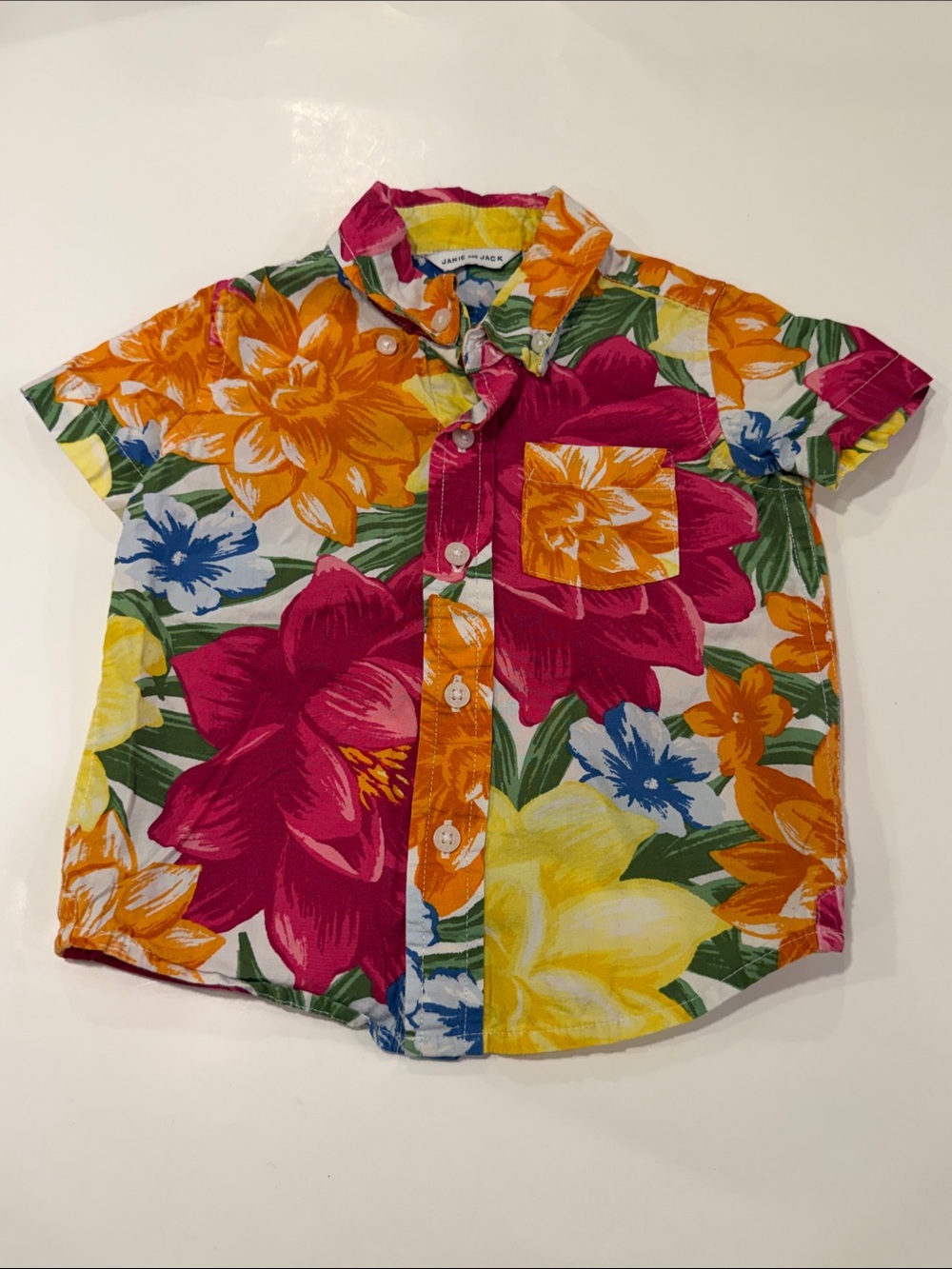 Janie and Jack Tropical Floral Button-Down Shirt - Size 12-18 Months
